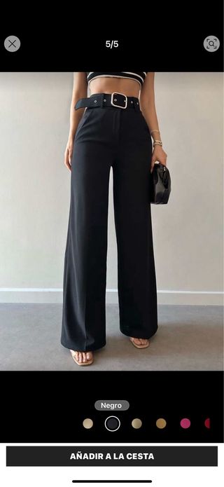 Pantalón de traje negro con cinturón talla L