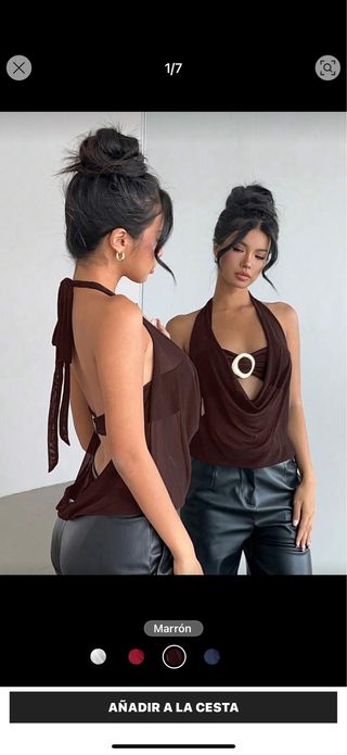 Top marrón con anilla