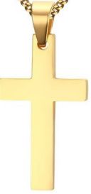 CRUZ Y CADENA BAÑADA EN ORO 18 KILATES.