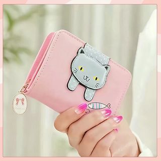 Cartera de Mujer corta PU con cierre y monedero