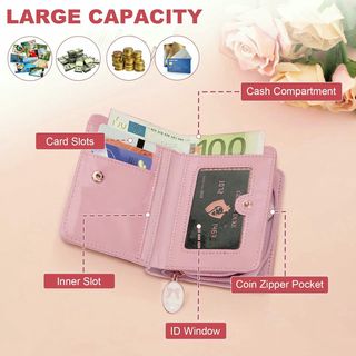 Cartera de Mujer corta PU con cierre y monedero