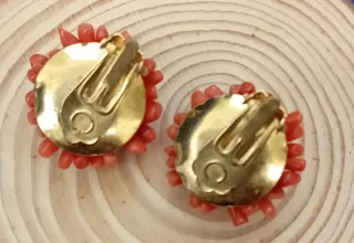 Orecchini vintage corallo vero clip
