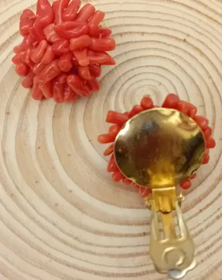 Orecchini vintage corallo vero clip