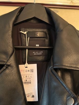 Cazadora Biker Efecto Piel Hombre Negra