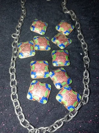 Lote 10 colgantes cuadrados cloisonné esmaltados