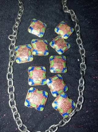 Lote 10 colgantes cuadrados cloisonné esmaltados
