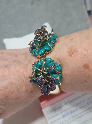 PULSERA Flor Turquesa y Morado VERDE