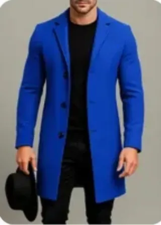 Abrigo largo azul hombre