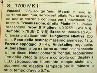 Giradischi Technics SL-1700 MK2 Quartz