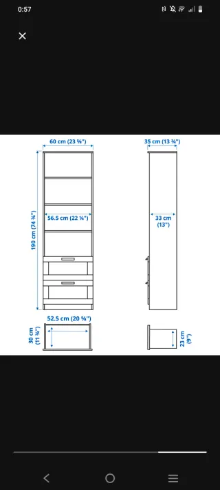 Librería negra con cajones