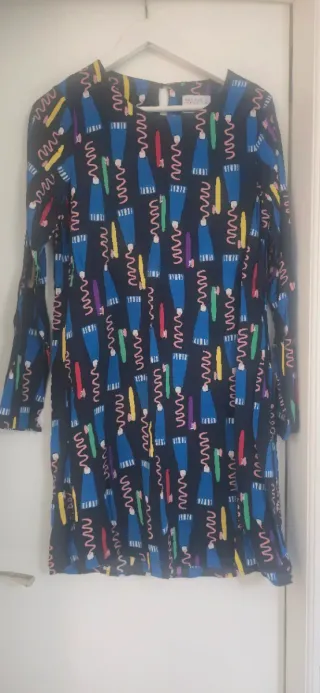 Vestido Vintage Azul Multicolor