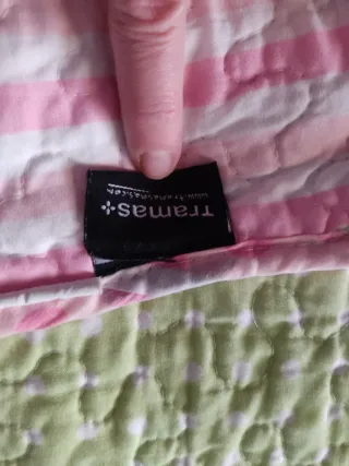 Colcha bouti infantil flores y cuadros reversible