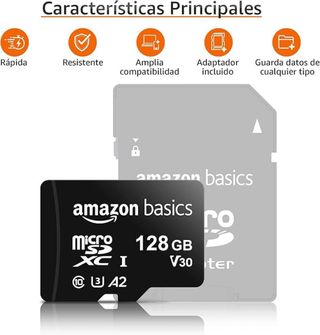 MicroSDXC Amazon Basics 128 GB con Adaptador