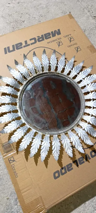 Espejo Sol Antiguo Metal y Cristal