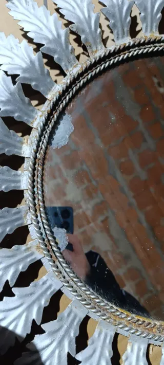 Espejo Sol Antiguo Metal y Cristal