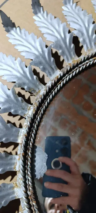 Espejo Sol Antiguo Metal y Cristal