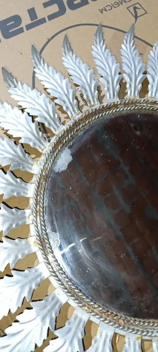 Espejo Sol Antiguo Metal y Cristal