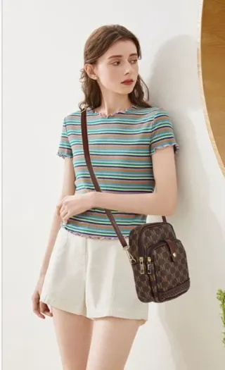 Bolso de hombro mujer con monograma 20 x 14 x 8 cm