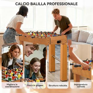 Futbolín Profesional para Adultos y Familia, Mesa de Futbolín para Adultos, Mesa de Billar Futbolín con 2 Pelotas, Marcador y 22 Jugadores, 122X61X80.7Cm