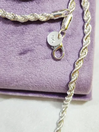 Conjunto Collar y Pulsera Plata Estilo Cordón