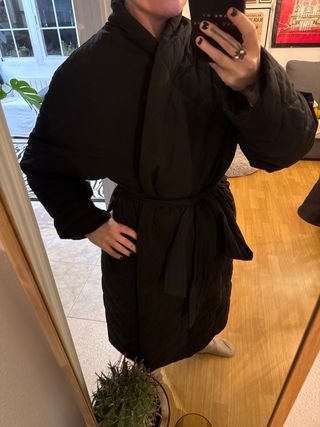 Abrigo Mango Negro Estilo Kimono