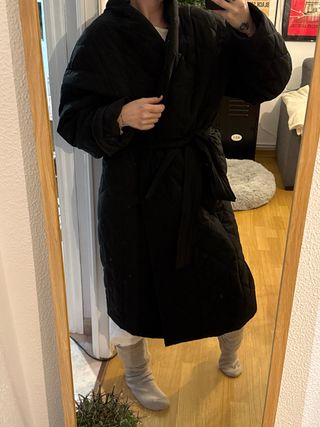 Abrigo Mango Negro Estilo Kimono