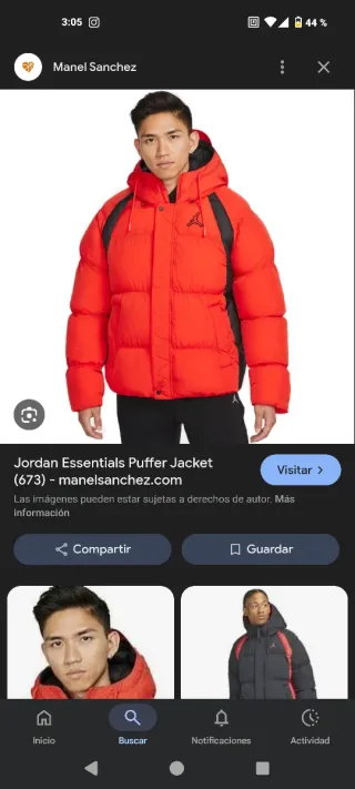 Chaqueta Jordan Puffer naranja y Negra