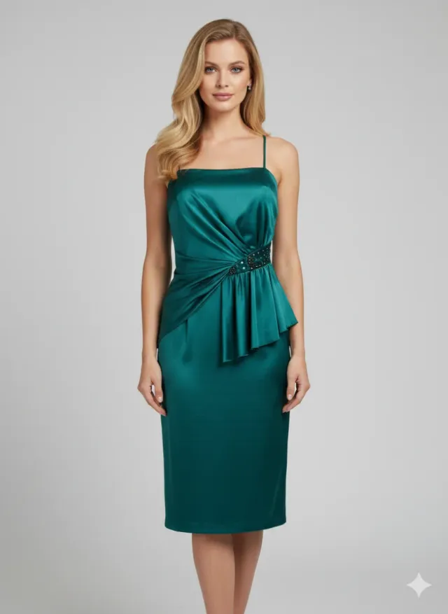 Vestido alta costura verde azul talla 44