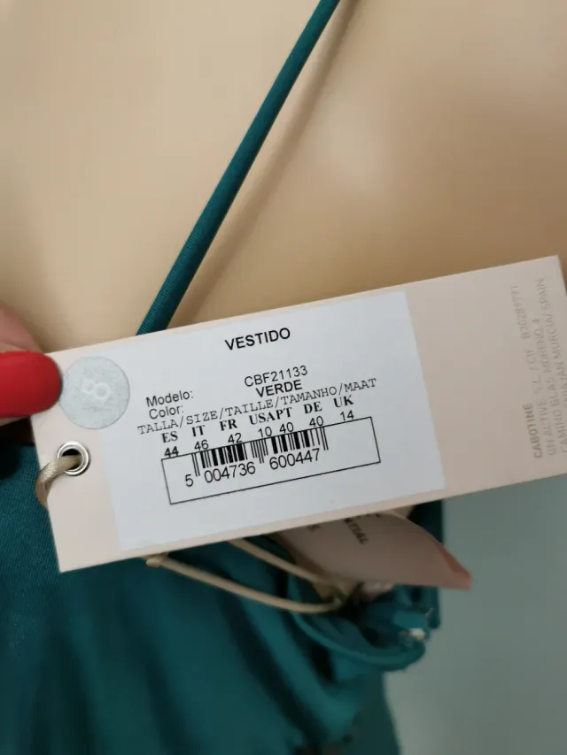 Vestido alta costura verde azul talla 44