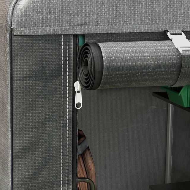 Garaje Moto para Exterior Almacenamiento anti UV Con Entrada con Cremallera, Tenda Garaje para Bicicletas y Herramientas en Metal Galvanizado y Tejido PE, 120X179X165 Cm, Gris Oscuro