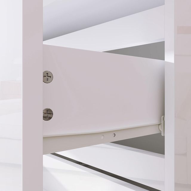 Cómoda Moderna 4 Cajones Antivuelco, Cómoda de Madera de Aglomerado, 55X33X80 Cm, Blanco Brillante