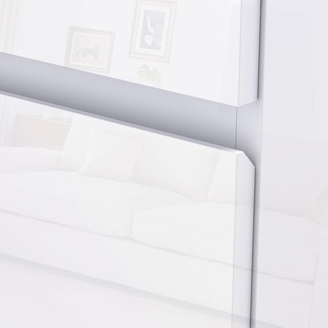 Cómoda Moderna 4 Cajones Antivuelco, Cómoda de Madera de Aglomerado, 55X33X80 Cm, Blanco Brillante