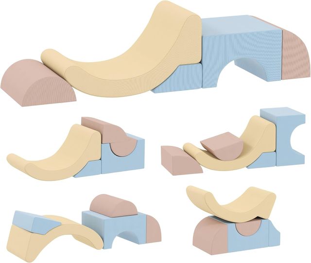 Juego de 5 Construcciones Blandas para Niños de 1.5-8 Años, Set de Juguetes de Bloques Blandos de Espuma y Terciopelo, Juguetes para Escalar para Sala de Estar, Habitación Infantil, Multicolor