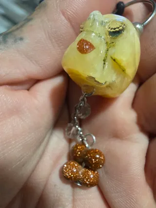 Collar Calavera Calcita Dorada Circonitas