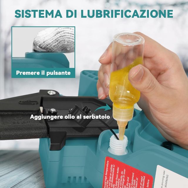 Mini Motosierra a Batería Con Motor Brushless 2 en 1 Con Palo Telescópico, Motosierra Sin Cable, 2 Baterías, Bloqueo de Seguridad, Guantes y Gafas de Protección Incluidos, Azul
