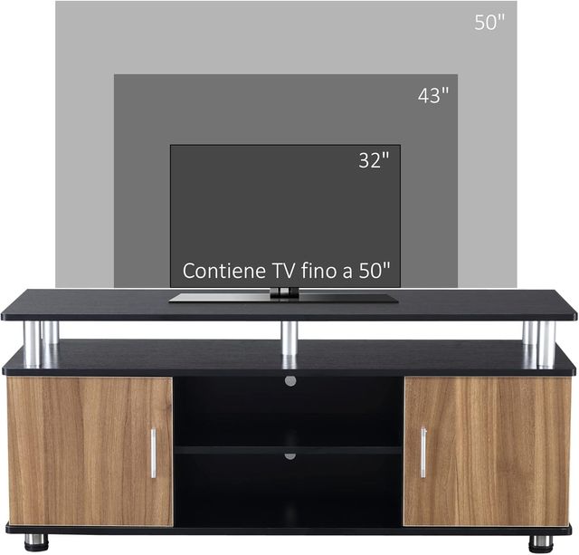 Mueble Porta TV Hasta 50'' Con Armarios Y Estantes, Mueble para Salón Y Sala de Estar en Madera Y Aluminio, 120X40X52.2Cm