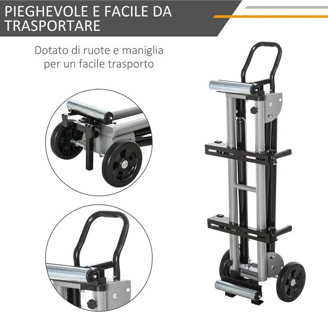 Soporte Universal para Sierras de Inglete, Banco Extensible Regulable y Plegable Carga Máxima 150Kg, Negro y Plata