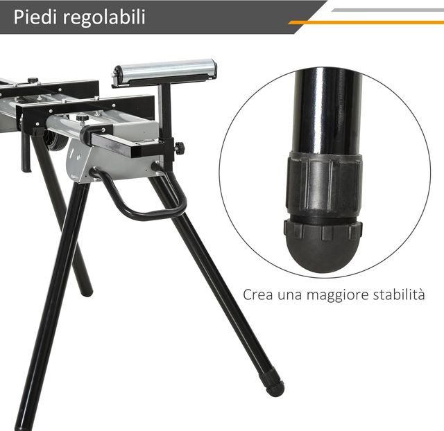 Soporte Universal para Sierras de Inglete, Banco Extensible Regulable y Plegable Carga Máxima 150Kg, Negro y Plata