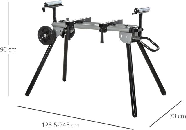 Soporte Universal para Sierras de Inglete, Banco Extensible Regulable y Plegable Carga Máxima 150Kg, Negro y Plata