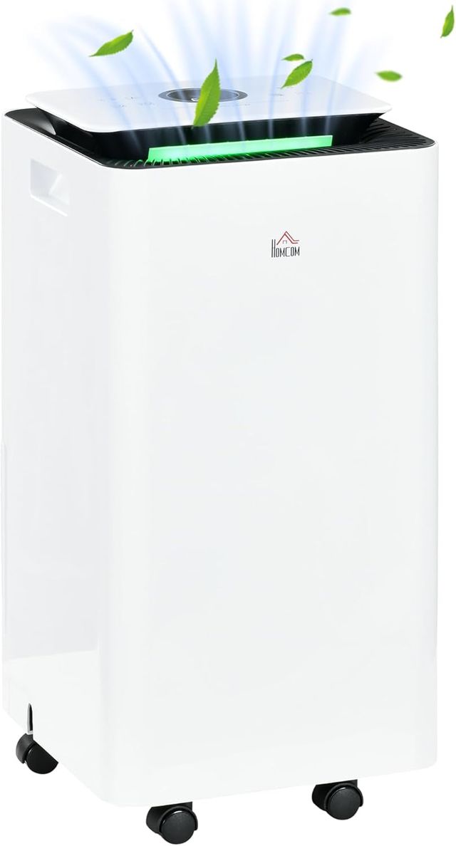 Deshumidificador Portátil De 10L/Día Con 5 Modos, 2 Velocidades, Deshumidificador Silencioso Con Temporizador 24H Y Ruedas, Adecuado Hasta 20 M³, 25X25X50.5 Cm, Blanco