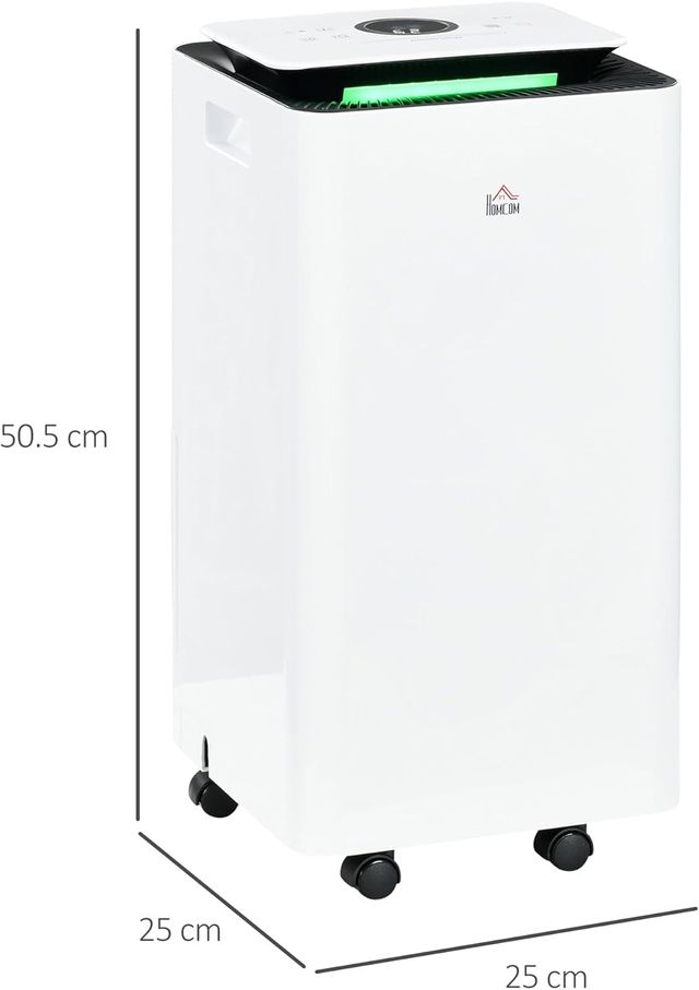 Deshumidificador Portátil De 10L/Día Con 5 Modos, 2 Velocidades, Deshumidificador Silencioso Con Temporizador 24H Y Ruedas, Adecuado Hasta 20 M³, 25X25X50.5 Cm, Blanco