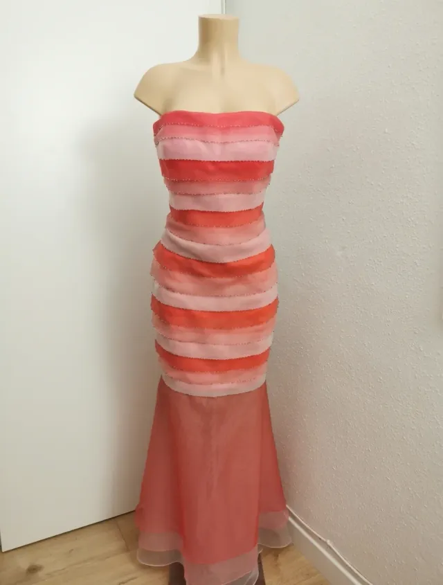 Vestido Alta Costura Talla 44 Naranja Rosa