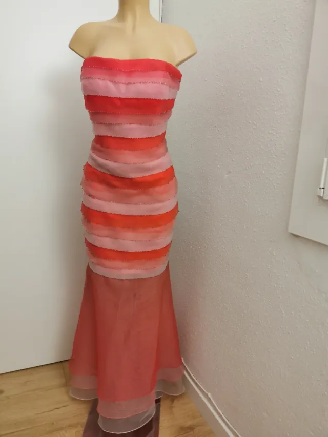 Vestido Alta Costura Talla 44 Naranja Rosa