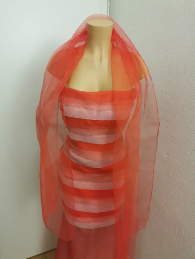 Vestido Alta Costura Talla 44 Naranja Rosa