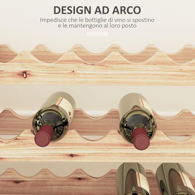 Estante para Botellas de Madera de Abeto, Cantineta para Botellas con 8 Estantes para 96 Botellas y Peso Máximo de 100 Kg, 114X28X113.5 Cm, Madera Natural