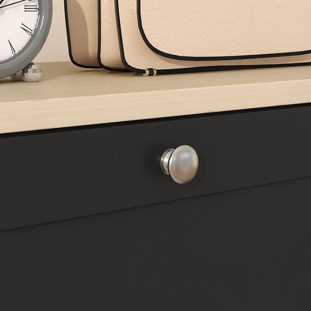 Zapatero Compacto Slim Con 3 Puertas Abatibles, Zapatero Moderno de Madera Con Estantes Regulables en 2 Niveles, Porta Zapatos para 12-18 Pares Con Asa, 60X23.5X115 Cm, Negro