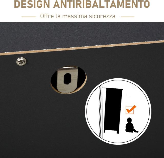 Cómoda para Dormitorio de Madera con 5 Cajones, Estilo Vintage Industrial, Gris Oscuro, 80X40X80Cm