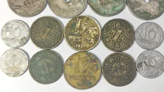 Lote 18 monedas variadas FRANCO, II REPÚBLICA...