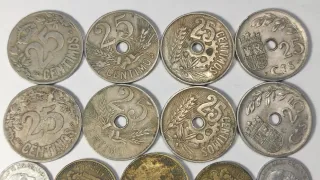 Lote 18 monedas variadas FRANCO, II REPÚBLICA...