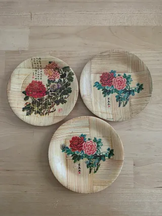 Set 3 Piattini Cinesi Bambù Fiori